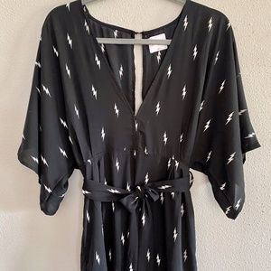 Grit + Grey - Black Lightening Bolt Romper